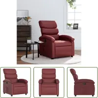The Living Store Fauteuil Relax en simili cuir rouge vin