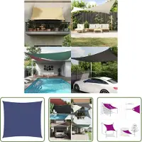 The Living Store Voile d'ombrage Oxford Tissu Carré 6x6 m Bleu