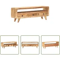 The Living Store Armoire TV 117x30x41 cm Bois massif de manguier rugueux