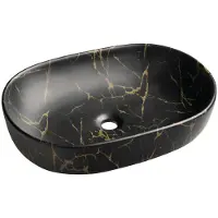 Hak CALEO lavabo en céramique à poser, 60x42cm, marbre de Portoro