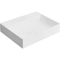 Hak TWIG lavabo en fonte de marbre incl. cache-siphon 60x47cm, sans trou pour robinetterie, blanc