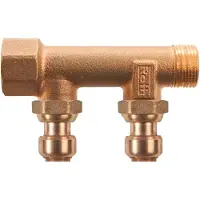 Roth fordelerrør 2 afgreninger x 15 mm indstik Euro-rouge