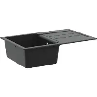 vidaXL Lavabo noir 780 x 500 mm 80% quartz et 20% résine