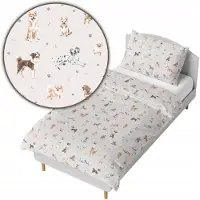 ANKRAS Parure de lit enfant 140x200 Motifs Chien Coton