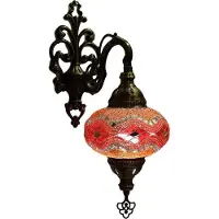 Halay Applique murale orientale – Lampe mosaïque faite main en verre turc – Ø 15 cm, hauteur 28 cm, LED E14 incluse