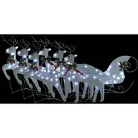 vidaXL Renne avec traîneau Décoration de Noël 140LEDs Outdoor Blanc