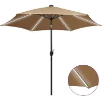 vidaXL Parasol avec éclairage LED et mât en aluminium 300 cm Taupe