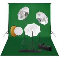 vidaXL Kit de studio photo avec lampes toile de fond et réflecteur