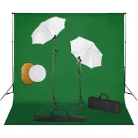 vidaXL Kit studio photo avec luminaires, parapluies, fond, réflecteur