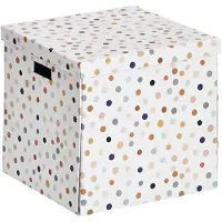 Zeller 14476 Dots Aufbewahrungsbox weiß, mit Punkten 33,5 x 33,0 x 32,0 cm