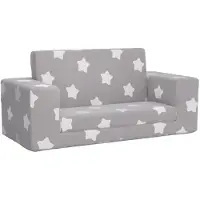 vidaXL Canapé-lit pour enfants 2 places gris clair avec étoiles Peluche douce