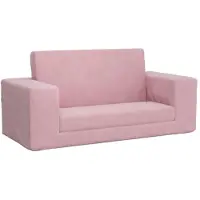 vidaXL Canapé-lit pour enfants 2 places Rose Peluche douce