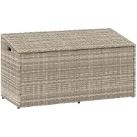 vidaXL Coffre de jardin 110x50x58 cm Poly rotin gris clair