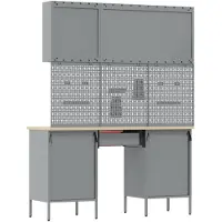 vidaXL Établi avec tiroirs 8 pièces Rouge Ingénieurs Bois et acier