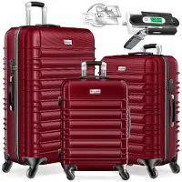 Kesser Ensemble de valises rigides comprenant 3 valises de tailles M, L et XL, avec 4 roulettes, et incluant une balance pour valises