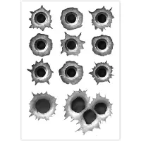 Easydruck24de Lot d'autocollants « impacts de balles » I 11 impacts de balles sous forme d'autocollants pour voiture, scooter, cyclomoteur, casque de moto, ordinateur portable, smartphone I noir, gris I kfz_276