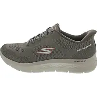 SKECHERS Baskets basses 'GO WALK FLEX - MASTER' chocolat / taupe / vert pastel