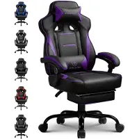 GTPLAYER Chaise de gaming avec repose-pieds, chaise de bureau ergonomique supportant jusqu'à 150 kg, fauteuil de gaming avec support lombaire et repose-tête, chaise de bureau réglable en hauteur