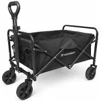 Wozinsky Wagon de plage, de voyage et de jardin WZP-80 avec filet de sécurité, jusqu'à 80 kg, couleur noire