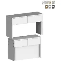 Web Furniture Lot de 2 bancs extensibles 66-290 cm pour table à manger Pratika A + B - Blanc brillant