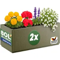 Casaria Lot de 2 pots de fleurs Ethica, vert olive, plastique, 80 x 36 x 36 cm
