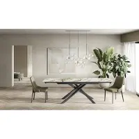 STONES Table basse rectangulaire Diamond Medium en pierre fossilisée d'agate blanche avec structure en contreplaqué marine - Design contemporain 120 cm