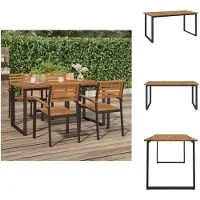 vidaXL Table de jardin avec pieds en U 160x80x75 cm Bois massif d'acacia - Tables de jardin