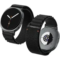 Spigen Bracelet en tissu, noir - Samsung Galaxy Watch 2026/8 46mm/44mm/40mm (20 mm, 22 mm, Nylon, Tissu), Sangles de montre, Noir