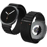 Spigen Bracelet en tissu, noir - Samsung Galaxy Watch 2026/8 46mm/44mm/40mm (20 mm, 22 mm, Nylon, Tissu), Sangles de montre, Noir