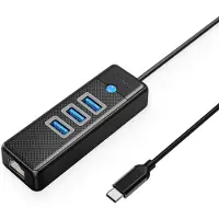 ORICO Hub USB PW3UR25-C3 avec 4 ports (3 ports USB-A 3.0, 1 port RJ45 Ethernet 2,5G), câble de 0,5 mètre