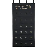Snq Calendrier de l'Avent en tissu à remplir Sacs en tissu à décorer soi-même Sacs cadeaux Set de tapisserie réutilisable noir Respect de l'environnement