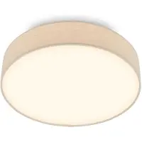 Briloner Plafonnier LED abat-jour en tissu Ø38x10,5 cm rond 24W 2600lm 3 000K blanc chaud beige - Lustre salon chambre cuisine couloir