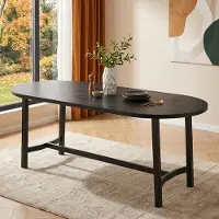 Flieks Table à manger avec coins arrondis, pieds en fer, adaptée pour 6 à 8 personnes, dimensions : 180 x 80 x 75 cm, table de salle à manger, table de cuisine, couleur noire