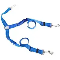 INF Ceinture de sécurité double pour animaux de compagnie : Laisse ajustable en nylon pour voiture Blue