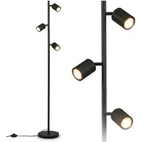 Briloner Lampadaire orientable 22 x 141 cm douille GU10 max. 9 W interrupteur au pied noir - Lampe sur pied pour salon chambre bureau