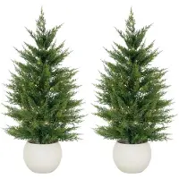 StarTech.com Arbre de Noël artificiel - 90 cm. Sapin en pot - Aiguilles 3D réalistes - Décoration de Noël et d'intérieur facile d'entretien - Pot rond blanc - Vert
