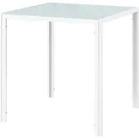 SUGIFT Petite table de cuisine, table carrée en verre trempé et acier, table en verre blanche | 80 kg | 4 personnes | 75 x 75 x 75 cm