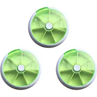 Typecat Pilulier 7 jours, mini pilulier rond, forme circulaire, boîtier rotatif, vert