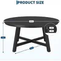 StarTech.com Table basse moderne - Table ronde pour salon de 90 cm - Design industriel - Plateau en bois avec veinage - Pieds robustes - Pieds réglables - Montage facile - Noir