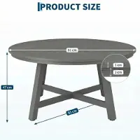 StarTech.com Table basse ronde - Table de salon - Diamètre 90 cm, plateau en bois - Design moderne - Pieds épais et stables - Pieds réglables, montage facile - Table d'appoint et table de café polyvalente - Gris