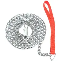 Typecat Laisse de promenade robuste en métal de 1,6 m pour chien et chiot, avec clip et poignée rouge