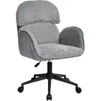 Duhome Chaise de bureau pivotante à 360° en velours imitation teddy, chaise de bureau réglable en hauteur avec accoudoirs et dossier double divisé, couleur gris