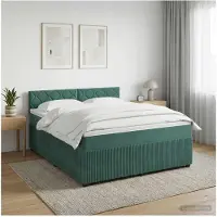 vidaXL Lit boxspring avec matelas vert foncé 180 x 200 cm velours