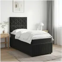 vidaXL Lit boxspring avec matelas noir 100 x 200 cm velours