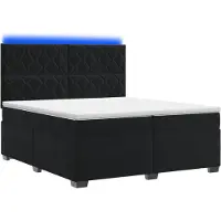 Syfax Lit boxspring avec matelas noir 200 x 200 cm velours