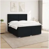 vidaXL Lit boxspring avec matelas noir 140 x 200 cm Tissu