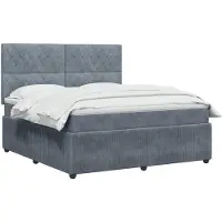 vidaXL Lit boxspring avec matelas gris foncé 140 x 190 cm velours