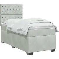 vidaXL Lit boxspring avec matelas gris clair 100 x 200 cm velours