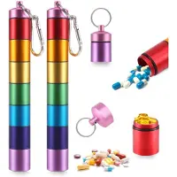 Typecat Pilulier hebdomadaire en métal, étanche, 7 jours, étui de voyage, contenant empilable, lot de 2