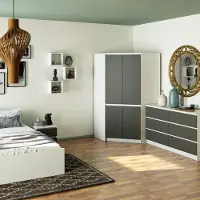 RAUMHIRSCH FURNITURE Armoire penderie S100, 100 cm de large, avec 4 portes, 6 compartiments, 180 cm de hauteur et 50 cm de profondeur, marque CLP